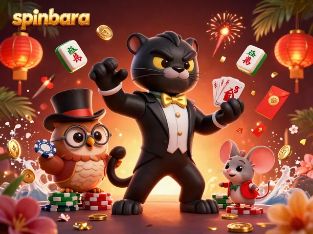 Engage with the spinbara casino experience featuring a stylish panther dealer and lucky characters.